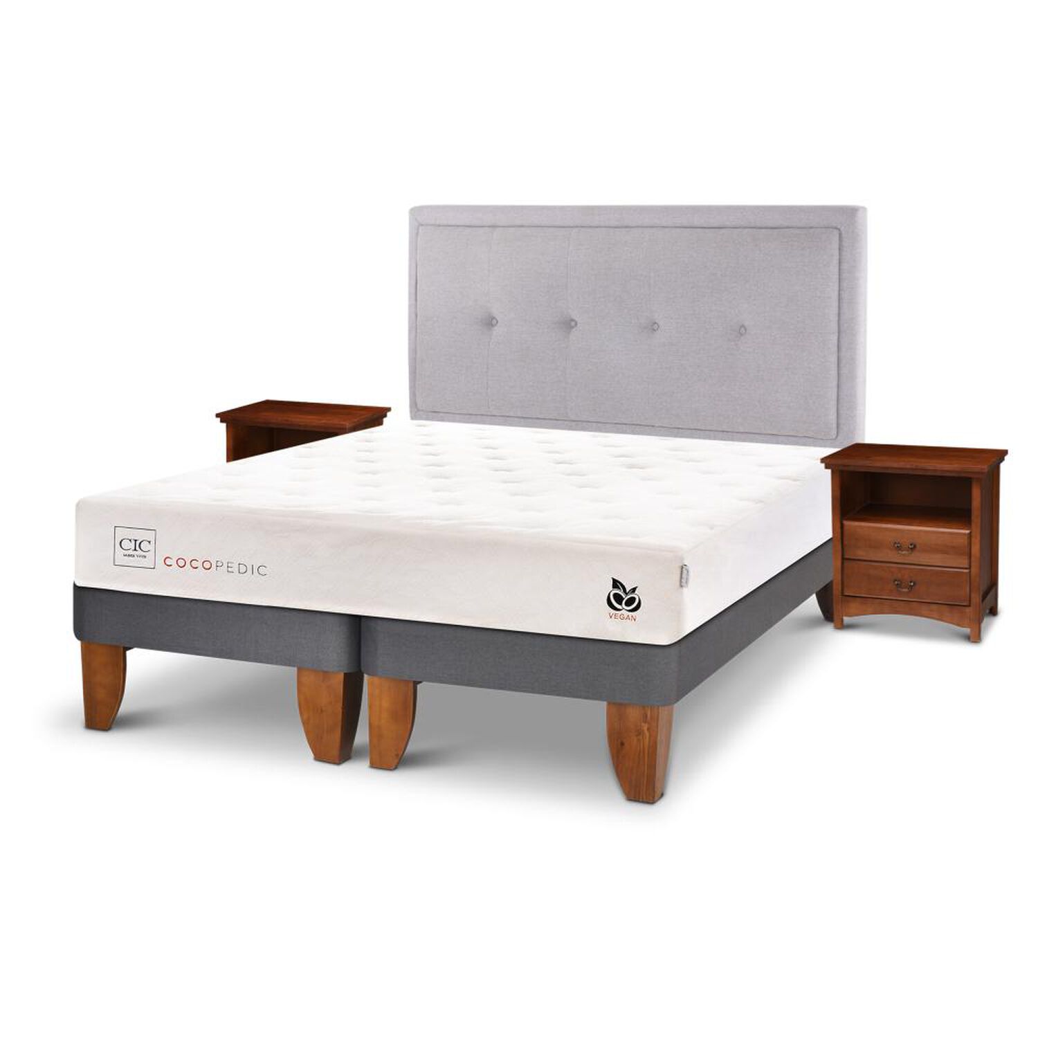 Cama Europea Cic Cocopedic / King / Base Dividida + Set De Maderas image number 1.0