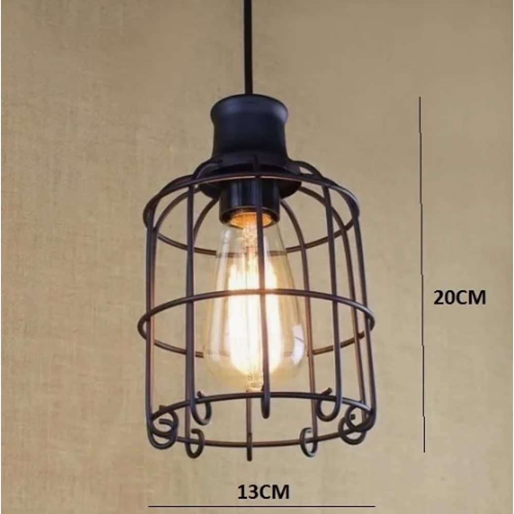 Lampara Jaula De Hierro Colgante + Ampolleta Led Vintage image number 1.0