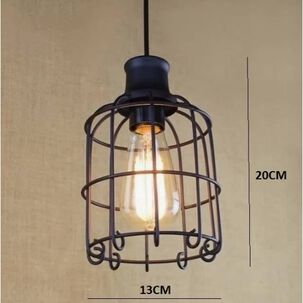 Lampara Jaula De Hierro Colgante + Ampolleta Led Vintage