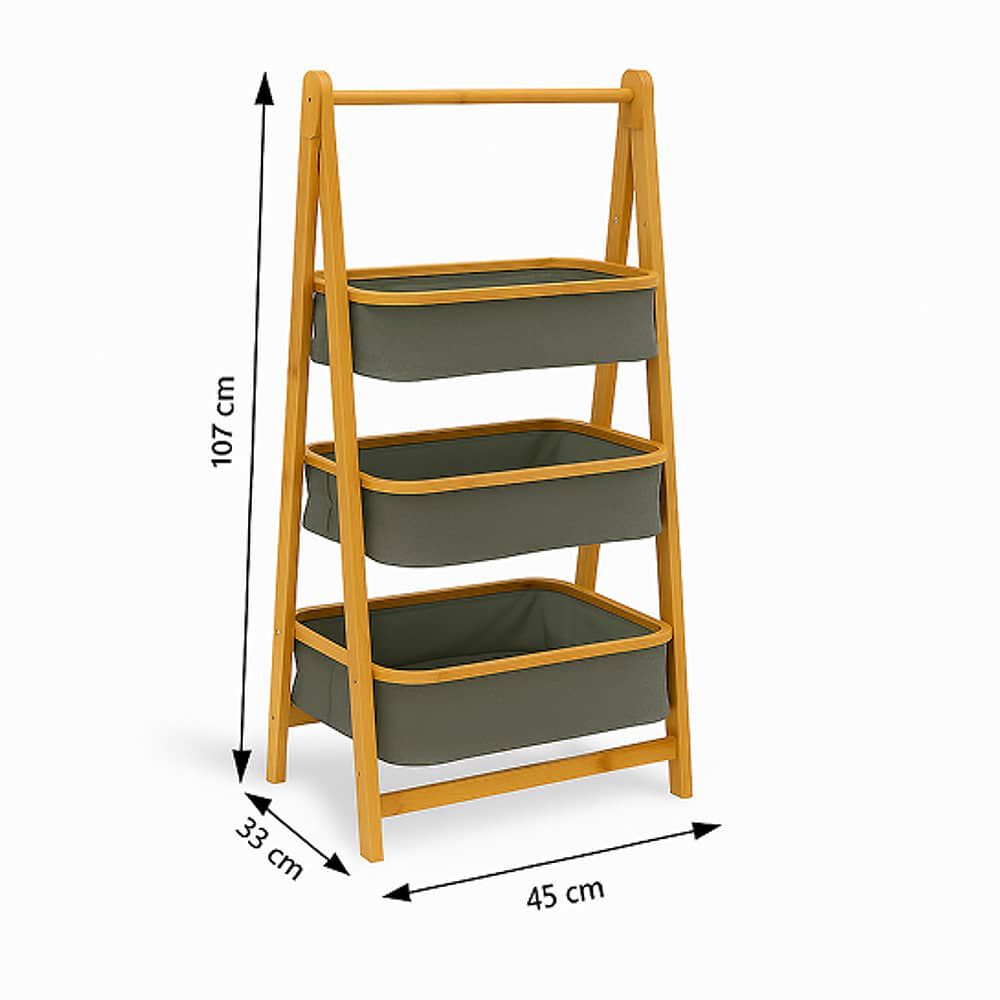 Estante Organizador Plegable 3 Niveles | Cestas De Tela Gris image number 2.0