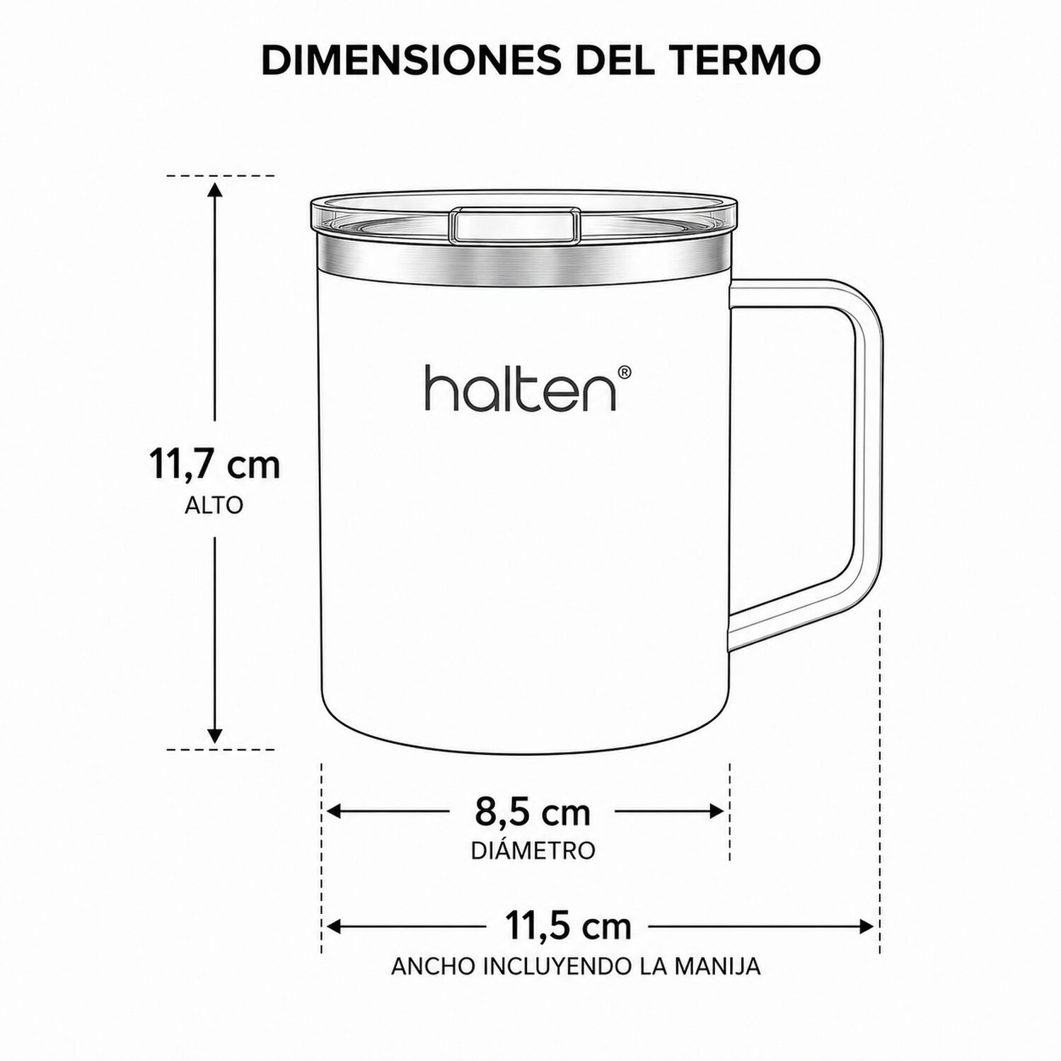 Termo Mug Cafe 450 Ml Acero Plastico Funny Halten Azul Indigo image number 5.0