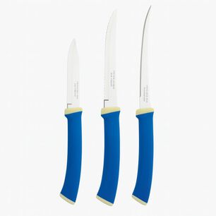 Juego Cuchillos Tramontina Felice 3 Pz Azul Acero Inox Hogar
