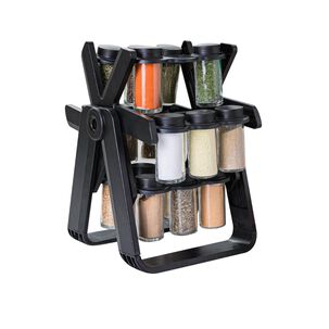 Especiero Condementero Giratorio Cocina Multiuso 18 Frascos Negro