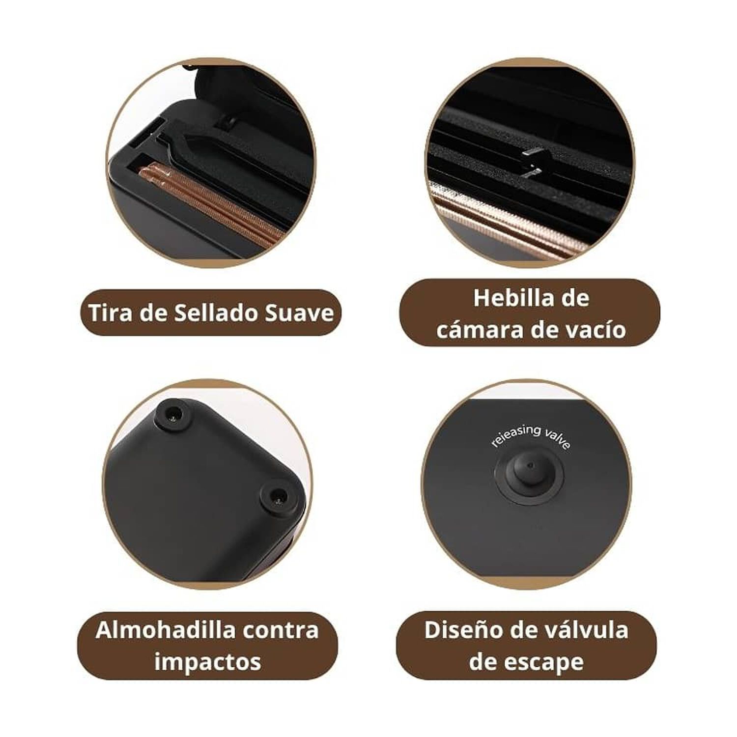 Maquina Selladora Al Vac&iacute;o Alimentos Sellador Negro Bolsas image number 4.0
