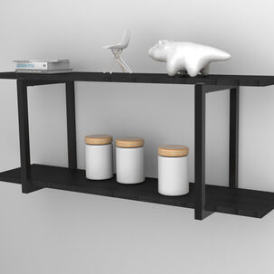 Repisa Dise&ntilde;o Industrial 2 Tablas 90x20cm Negro Brasforma