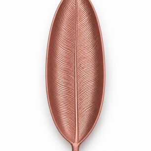 Bandeja Decorativa Forma De Hoja Estilo Moderno Organico 40 Cm Color Oro Rosa