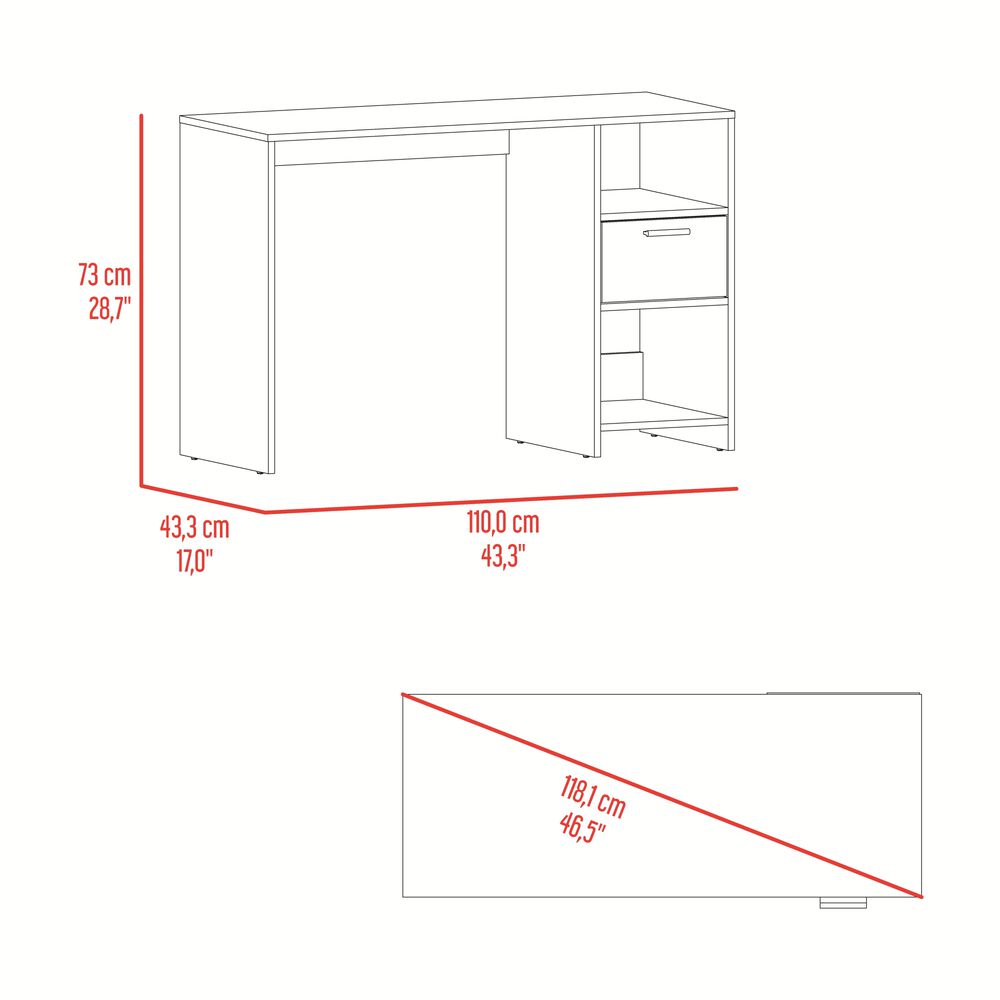 Escritorio Fm Con 1 Cajon 73x110x43,3 Cm Beige image number 6.0