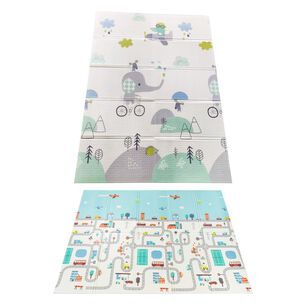 Alfombra Antigolpes Bebesit Infantil Plegable Con Bolso 180X120 Ciudad Y Elefante