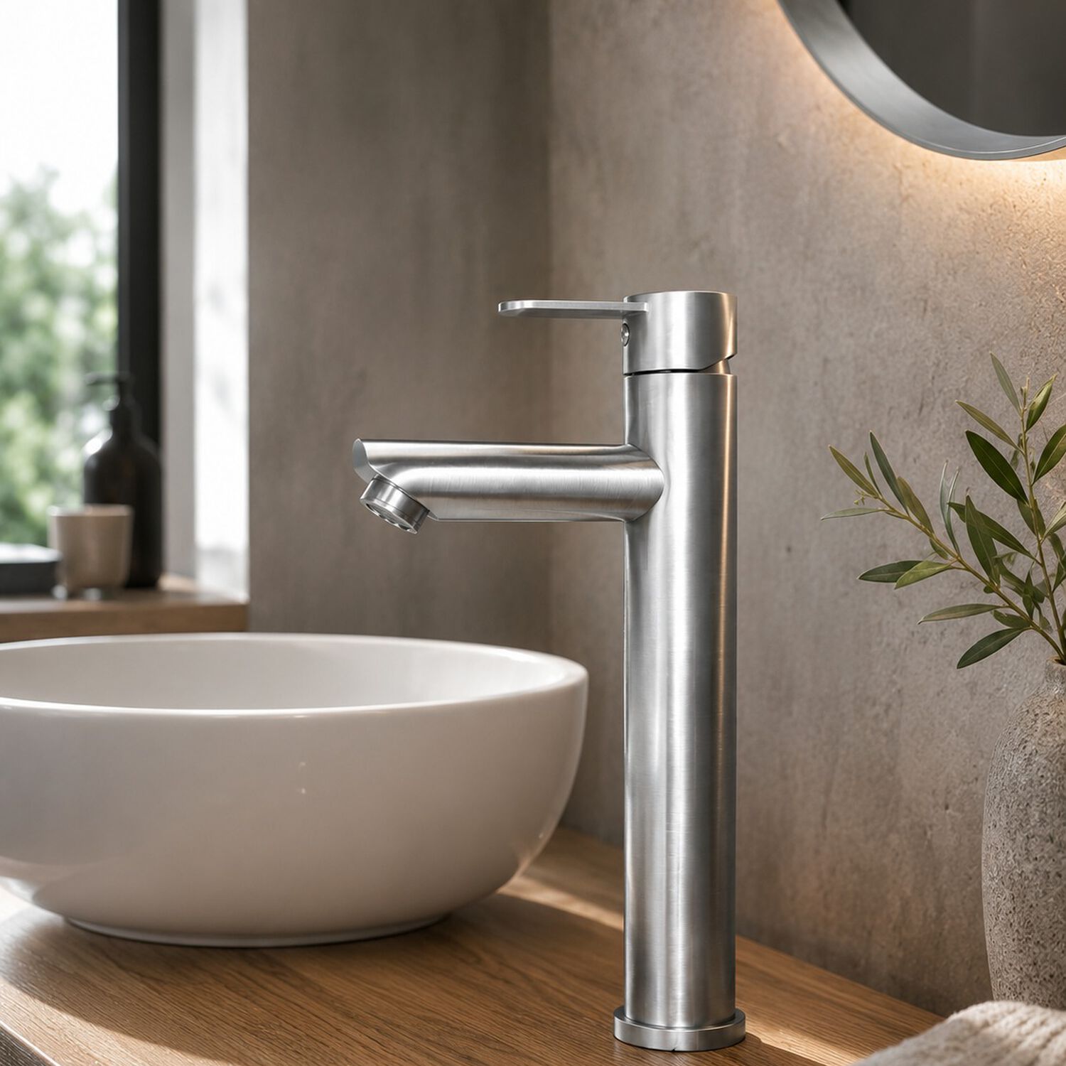 Monomando Llave Grifo Para Lavatorio Modelo Modern Inox Alto Marca Taumm Color Acero Inox image number 4.0