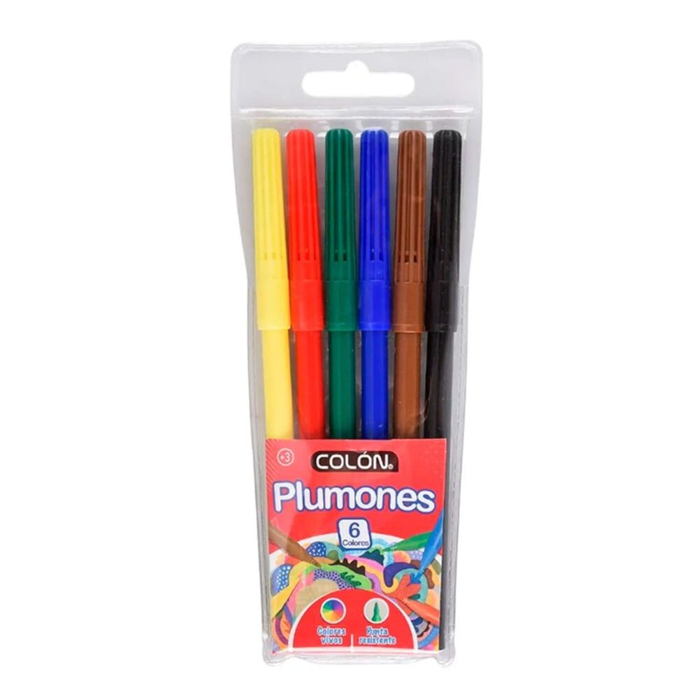 Pack X 4 Plumones De Colores Para Dibujo 6 Unidades Colón image number 2.0