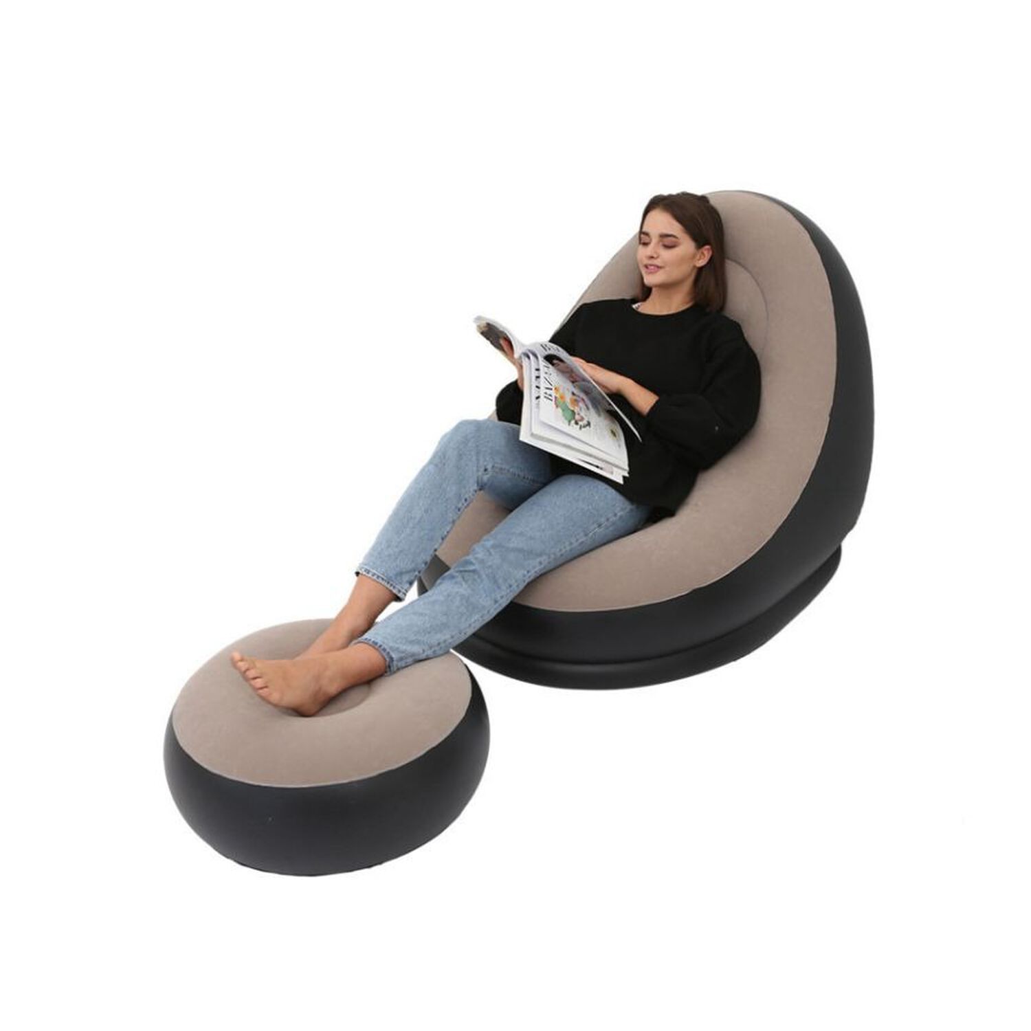 Sofa Con Reposa Pies Inflable Puff Sillon Portatil image number 0.0