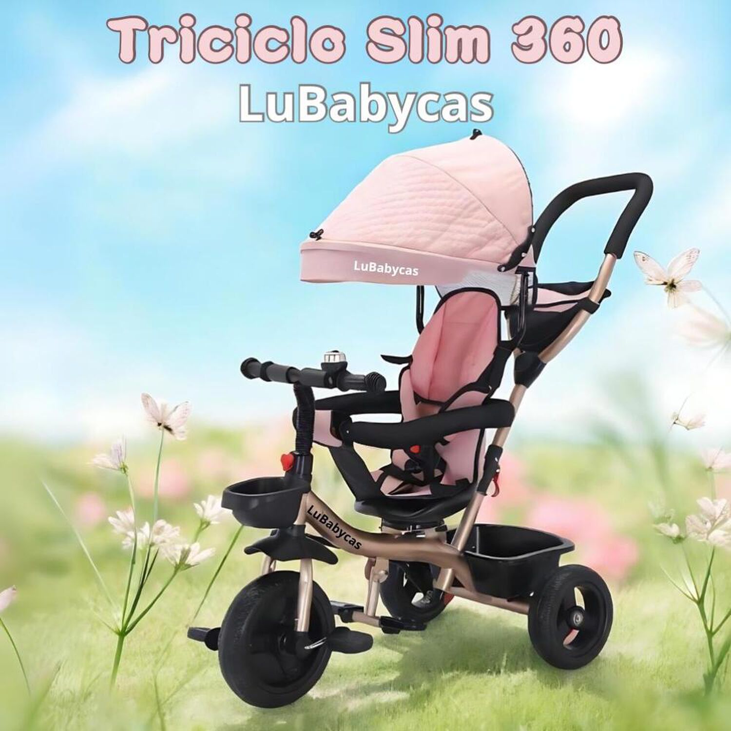 Triciclo 3 En 1 Con Apoya Pies 360&deg;lubabycas Rosado image number 3.0