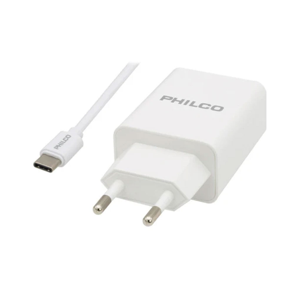 Cargador Philco Qc619 Qualcom Con Cable Tipo C Blanco image number 0.0