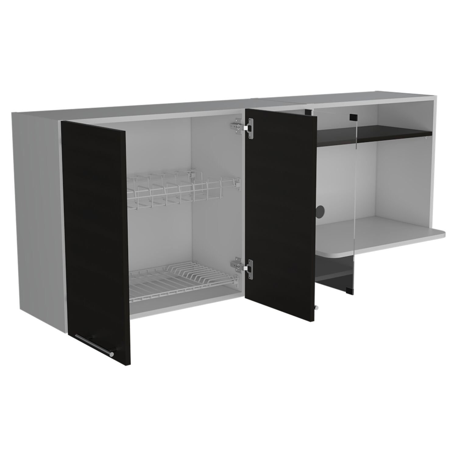 Mueble Superior De Cocina 2 Puertas 60.2x150x40 Cm Blanco Y Negro image number 1.0