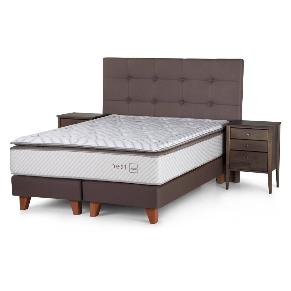 Cama Europea Rosen Nest / 2 Plazas / Base Dividida + Set De Maderas Issey Vison image number 0.0