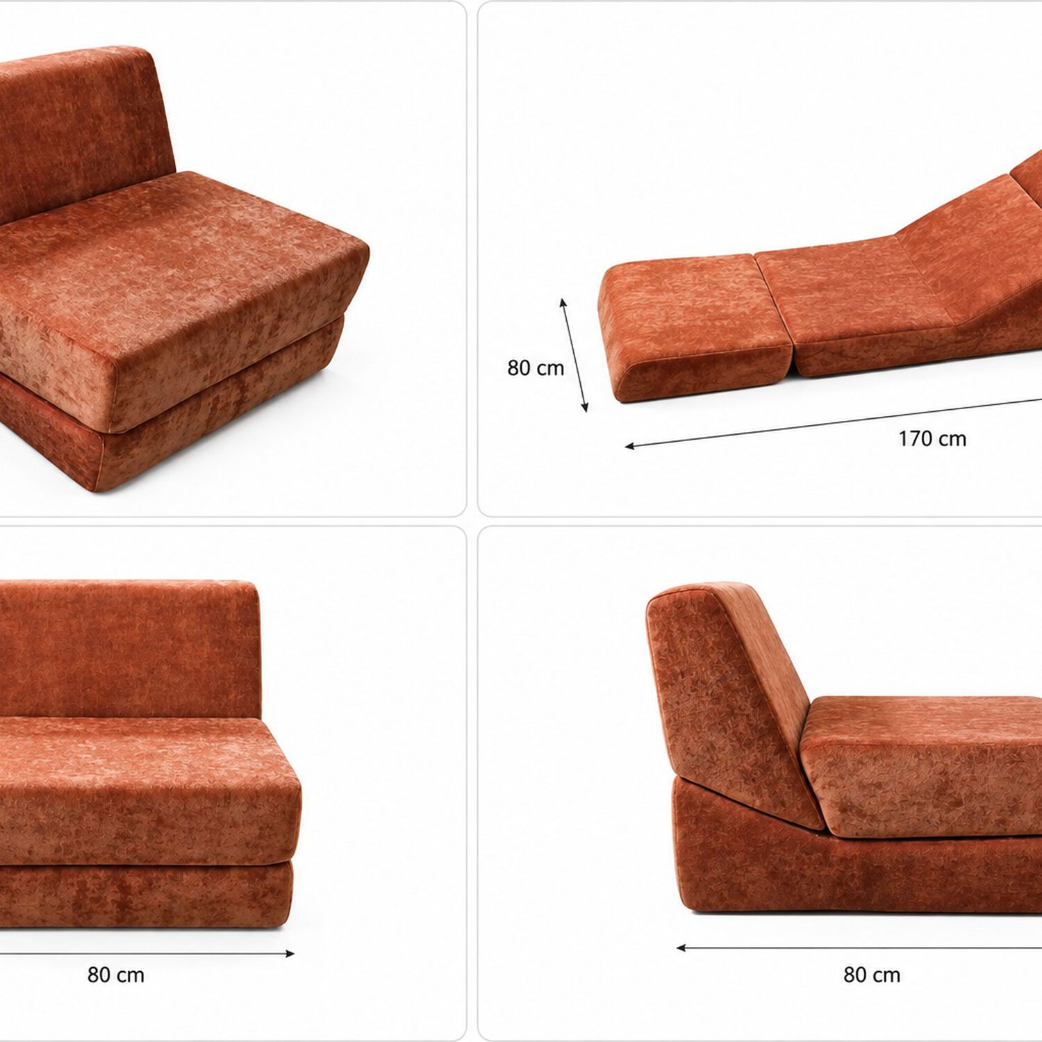 Sofa Retractil 3 En 1 Tevere Terracota Individual 80x89x70 image number 1.0