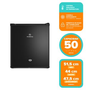 Frigobar 50l Fr&iacute;o Directo Con Llave Y Luz Led Mmb50blk Negro
