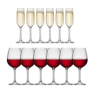 Set 6 Copas Flute 195ml + 6 Copas Vino 585ml Montepulciano