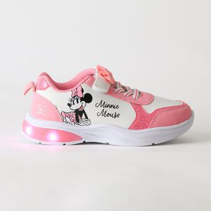 Zapatilla Luces Ni&ntilde;a Velcro Mo&ntilde;o Minnie Rosado Disney