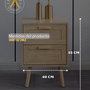 Pack 2 Veladores De Madera Y Rattan Clara