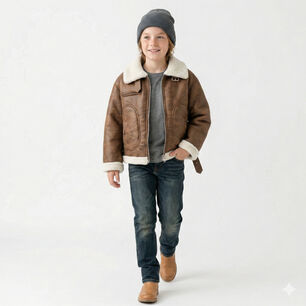 Chaqueta Ni&ntilde;o Tipo Aviador Vintage Invierno