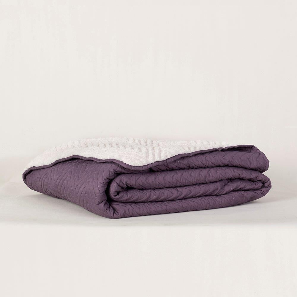 Quilt Sherpa Liso 2 Plazas Morado image number 2.0