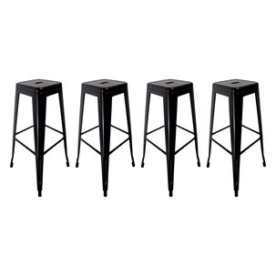 Pack 4 Taburete Alto De Metal Para Barra