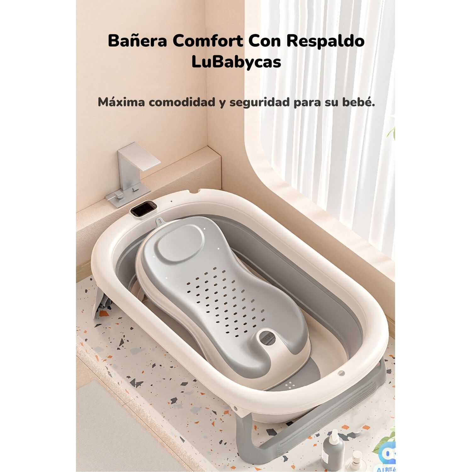 Ba&ntilde;era Con Respaldo De Ducha Comfort Caf&eacute; Lubabycas image number 5.0