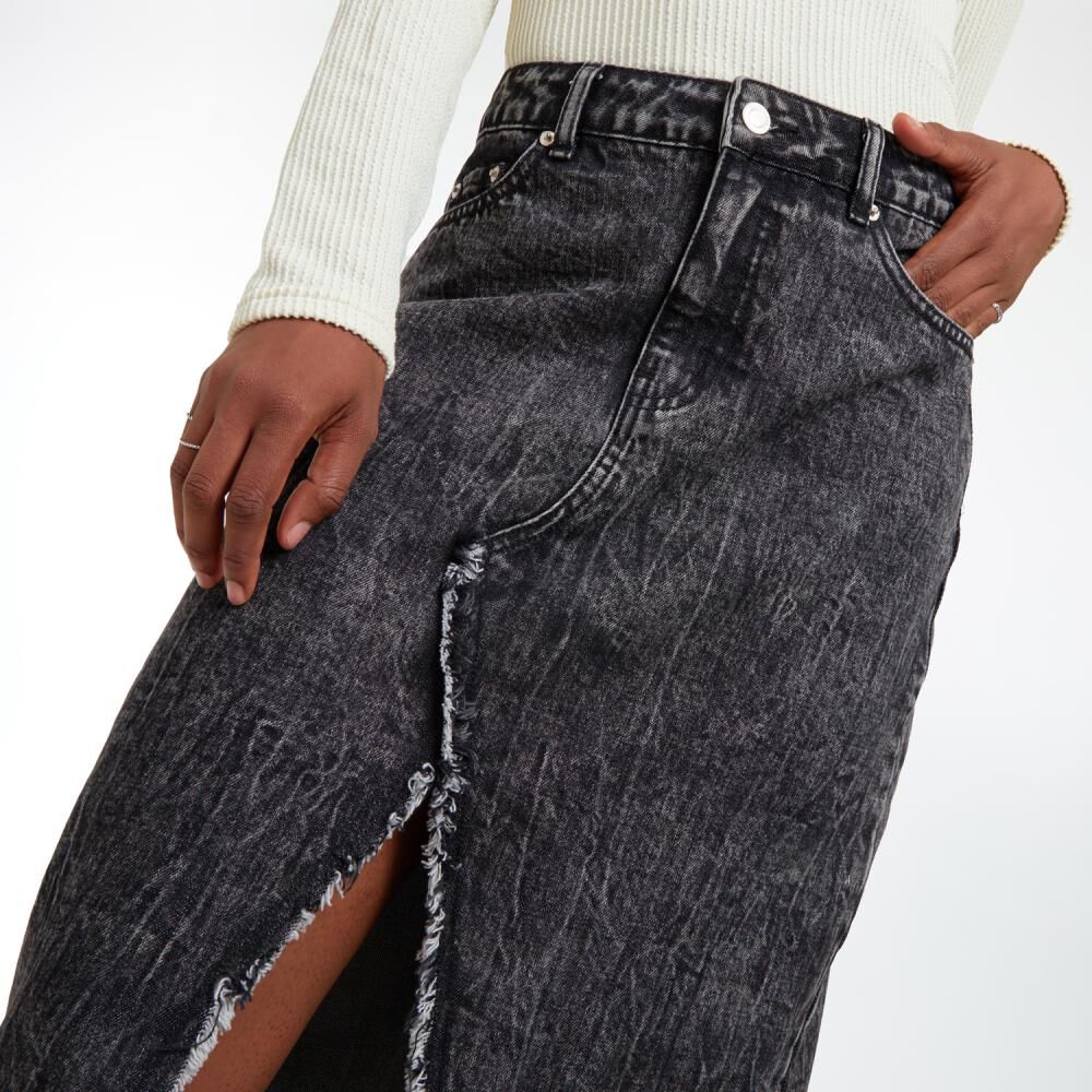 Falda Denim Larga Tiro Medio Regular Mujer Rolly Go image number 4.0