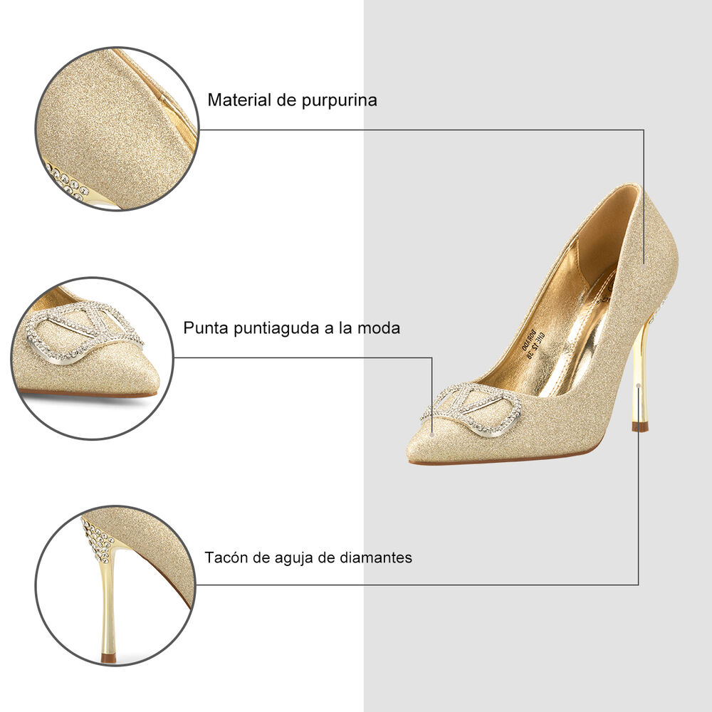 Zapatos Taco Alto Dorado Fiesta Ghe12 Weide image number 5.0