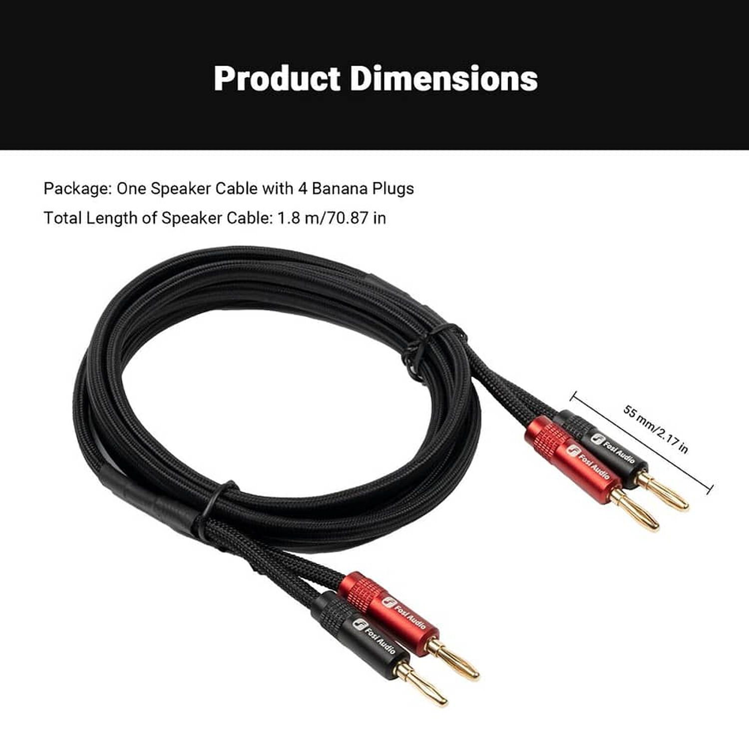 Cable Banana Chapado En Oro Para Parlante - Fosi Audio image number 2.0