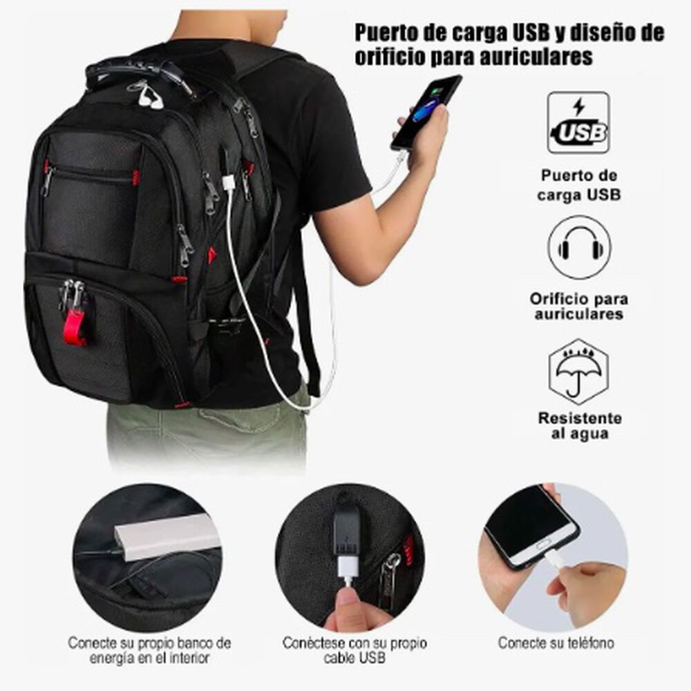 Mochila Para Notebook 17'' Impermeable Y Antirrobo 50l image number 2.0