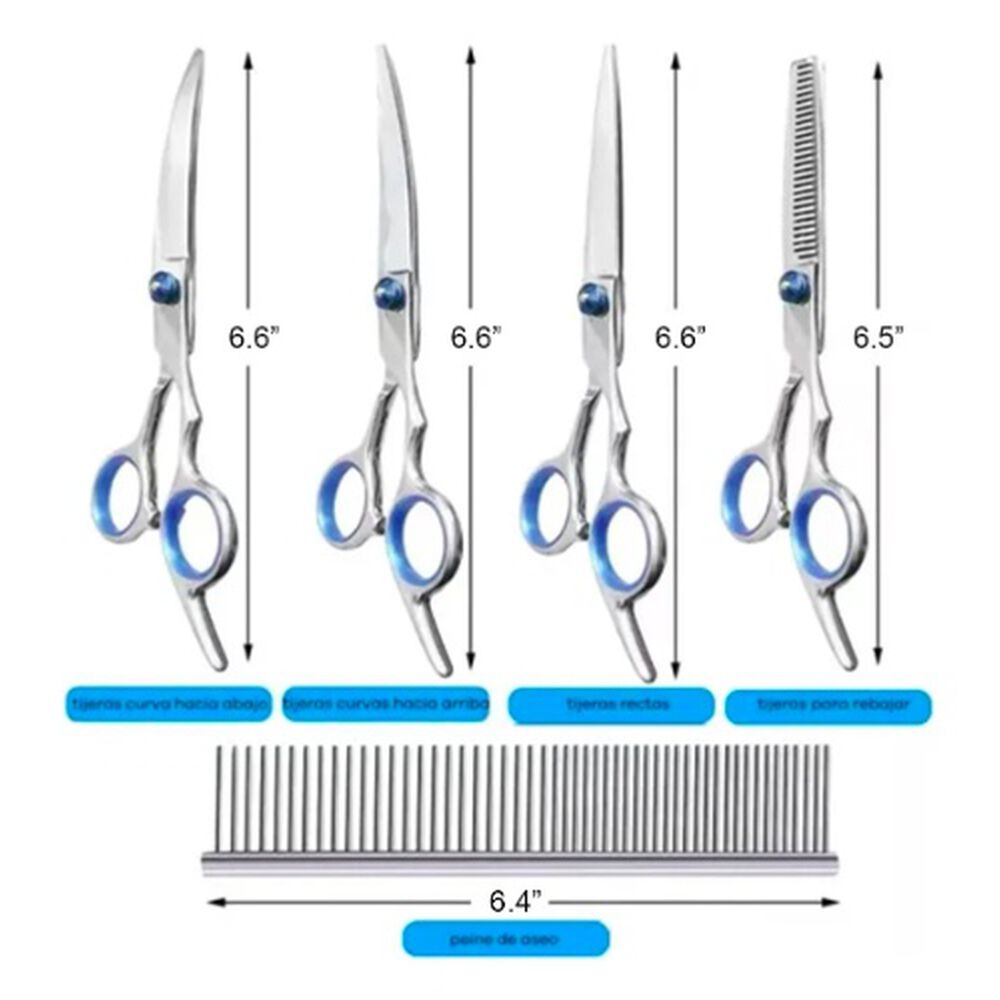 Set De Tijeras Peluquería Canina Perros Corta Pelo 4 Tijeras image number 3.0