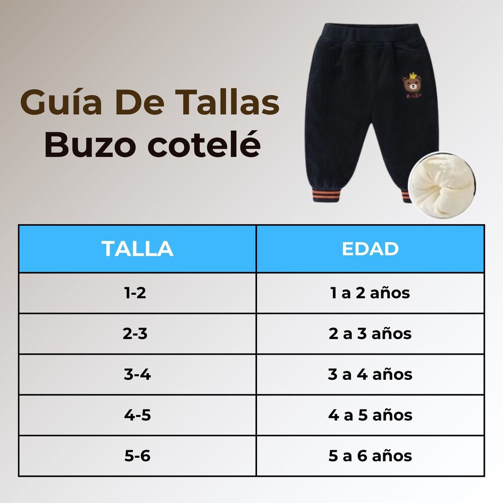 Buzo Cotelé Forrado En Polar Niño Negro image number 2.0
