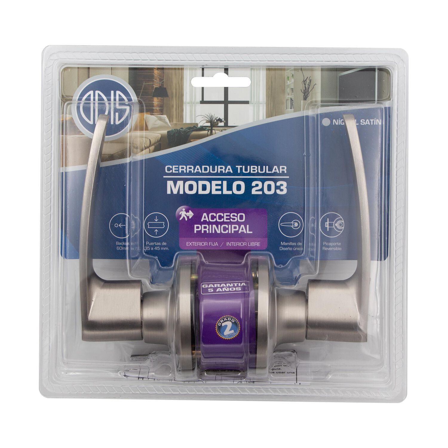 Cerradura Tubular Con Manilla Odis 203 Acceso - Plata image number 4.0