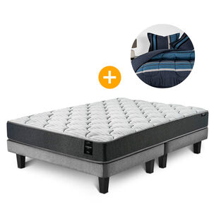 Cama Europea Cannon Home New Still / 2 Plazas / Base Dividida + Plum&oacute;n Cannon Stone