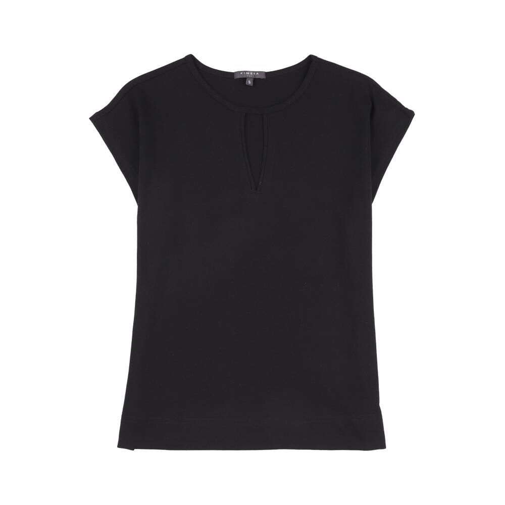 Polera Manga Corta Cuello Redondo Con Ojetillos Mujer Kimera image number 0.0