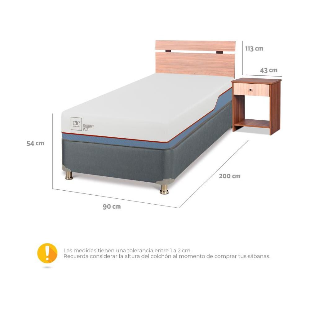 Cama Americana Cic Excellence Plus / 1 Plaza / Base Normal + Set De Maderas image number 2.0