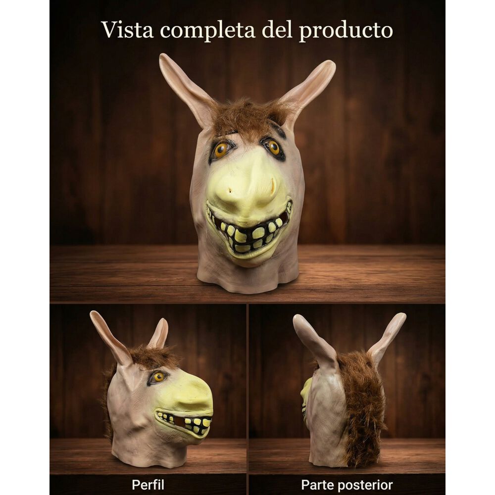 M&aacute;scara Burro Estilo Shrek Cabeza Completa Para Cosplay image number 7.0