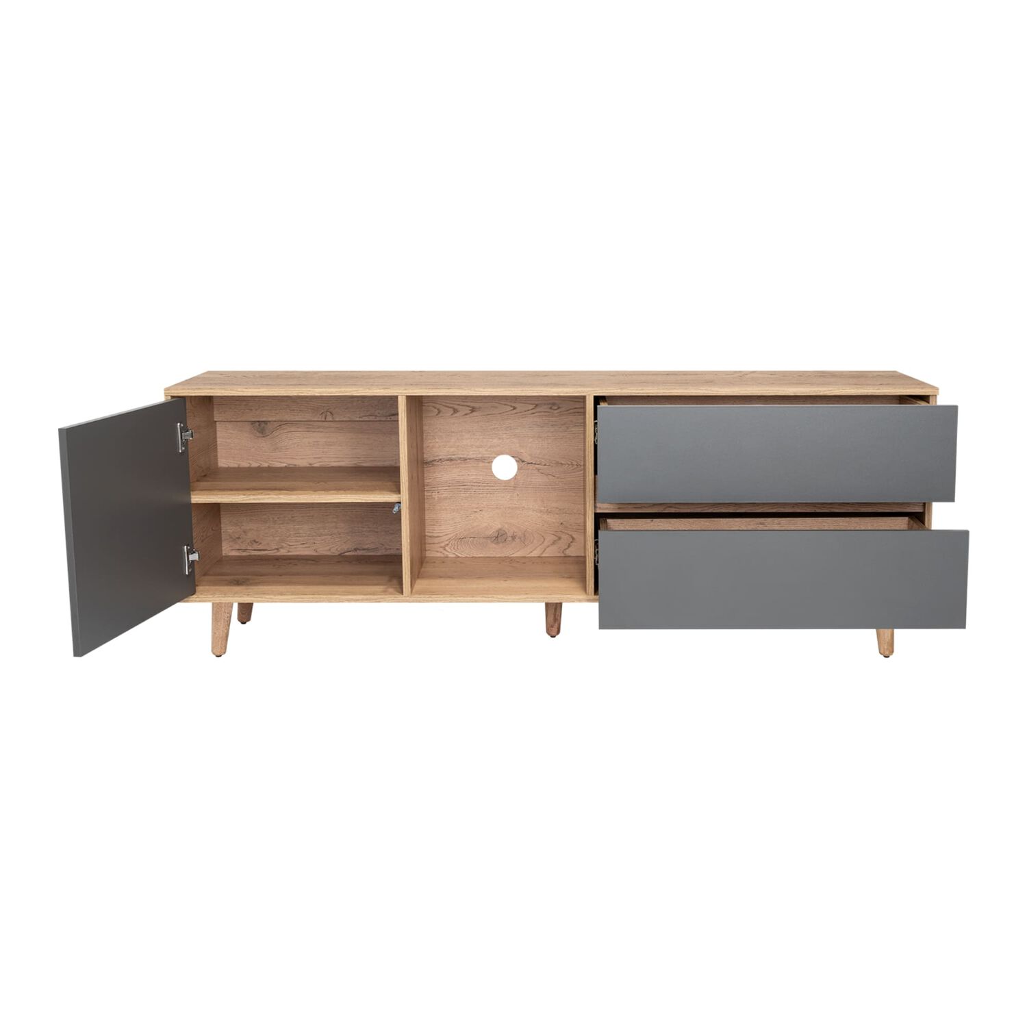 Mesa Para Tv 65" 58,4x158,4x38 Cm Caf&eacute; Claro Y Gris image number 2.0