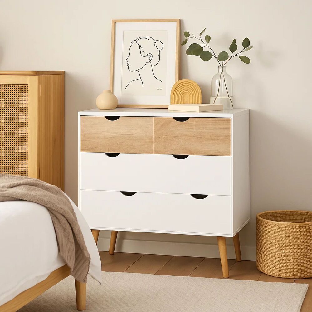 C&oacute;moda 4 Cajones Blanca Madera Mdf image number 9.0