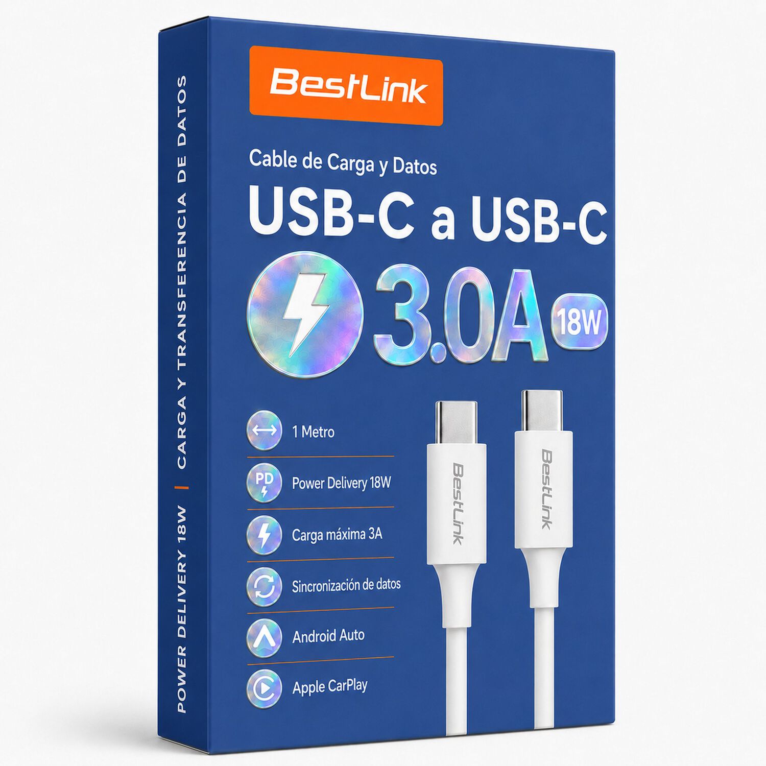 Cable Usb-c A Usb-c Compatible Con Carplay- Android Auto Pd3 image number 0.0