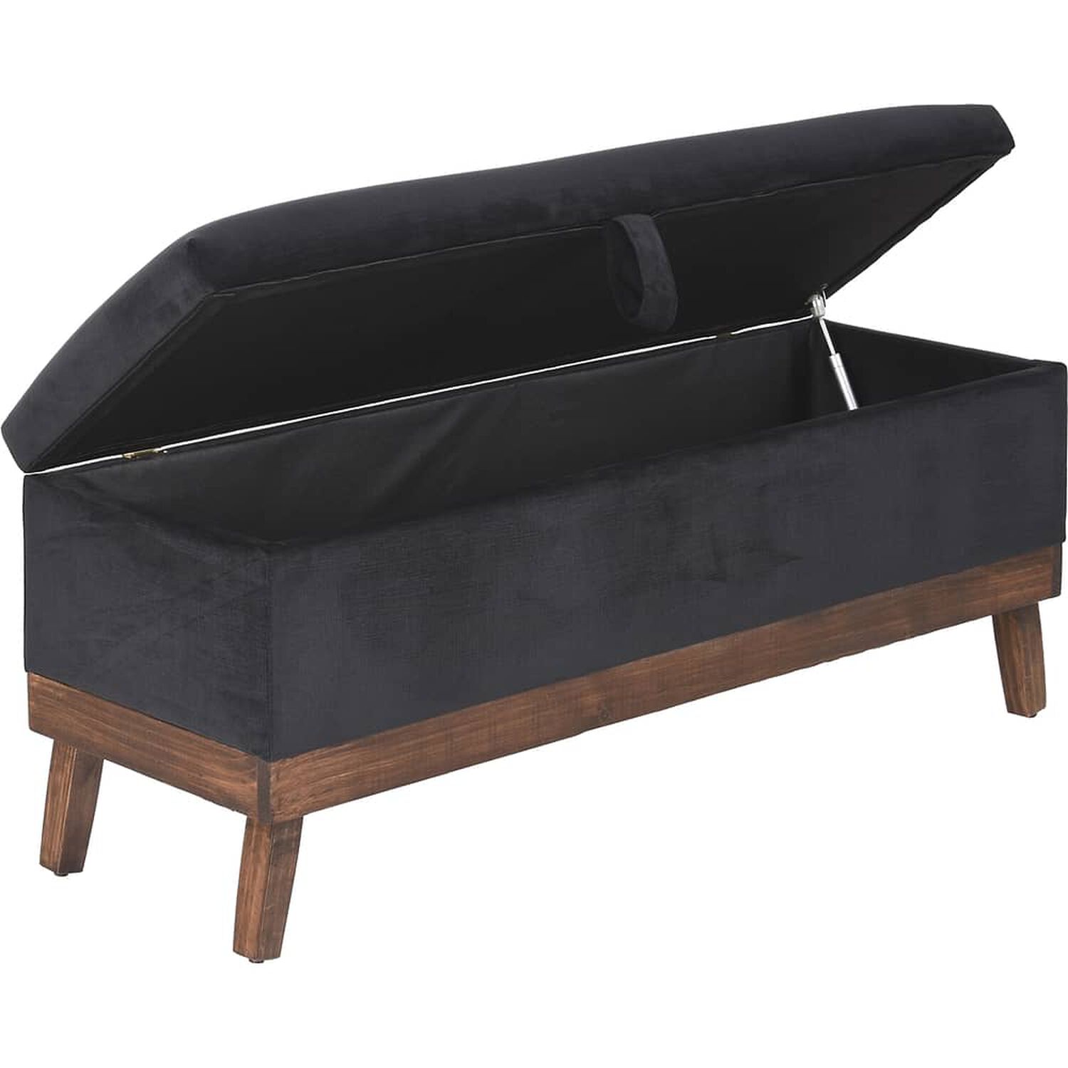 Banqueta Con Ba&uacute;l Incy Negro Felpa 120x40x50 Cm M&aacute;xima Design image number 2.0
