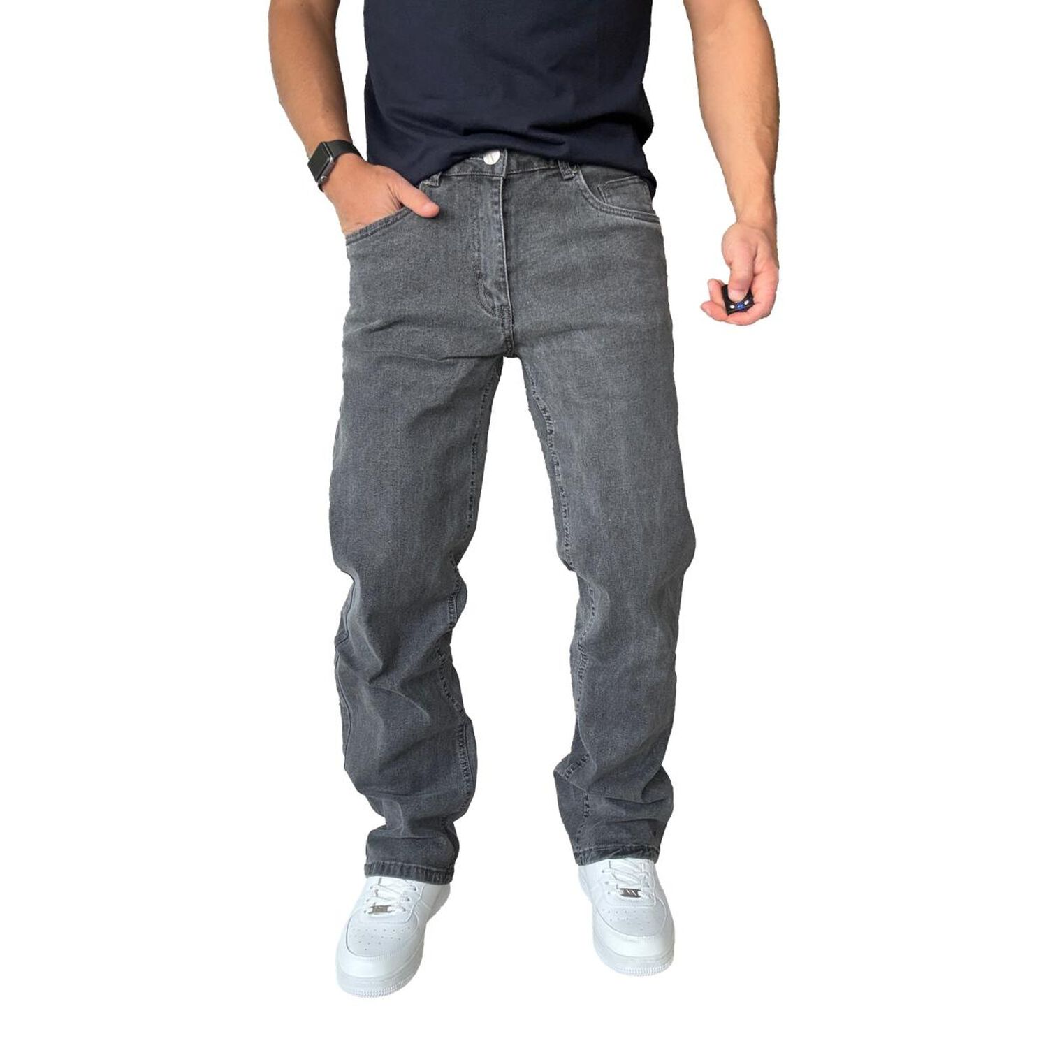 Jeans Elasticados Rectos Straight Fit Gris image number 4.0