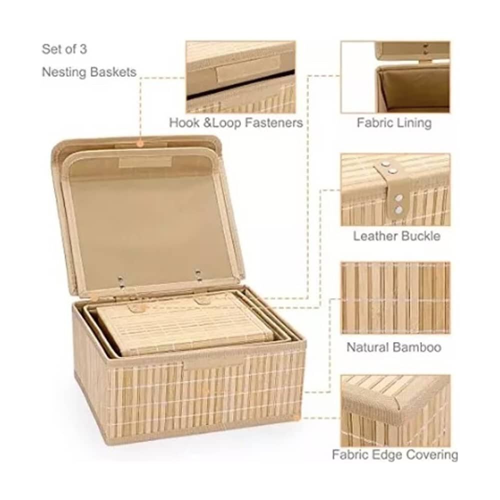 Set 3 Cajas De Bambu Organizadora Multifuncional image number 1.0