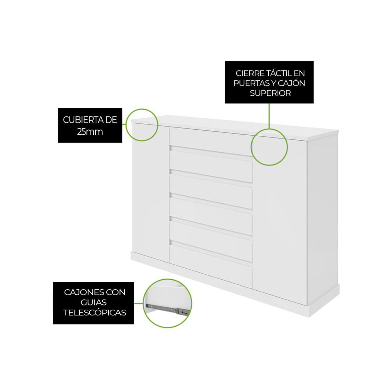 Comoda Di Poretti Design Comoda Vedra / 2 Puertas / 7 Cajones image number 2.0