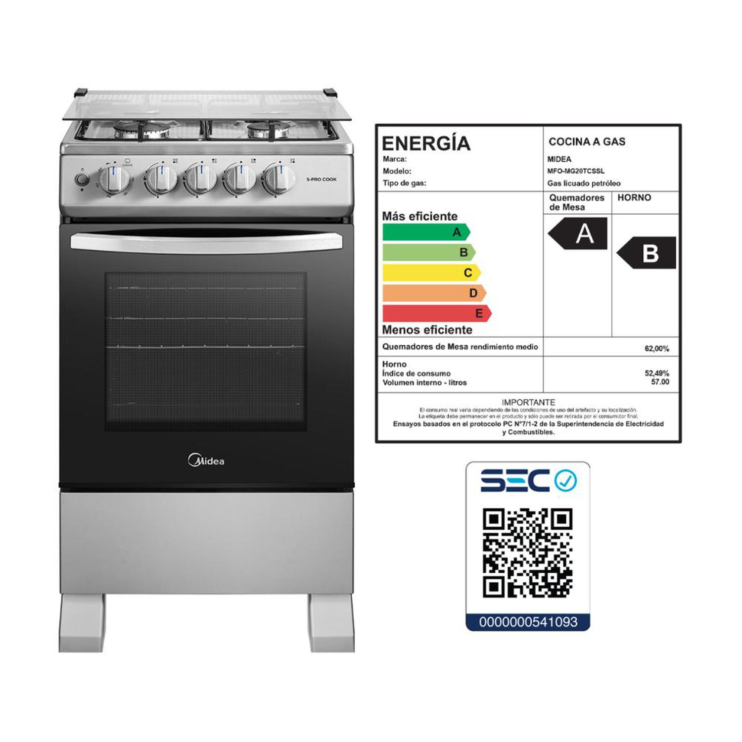 Cocina A Gas Midea MFO-MG20TCSSL / 4 Quemadores image number 10.0