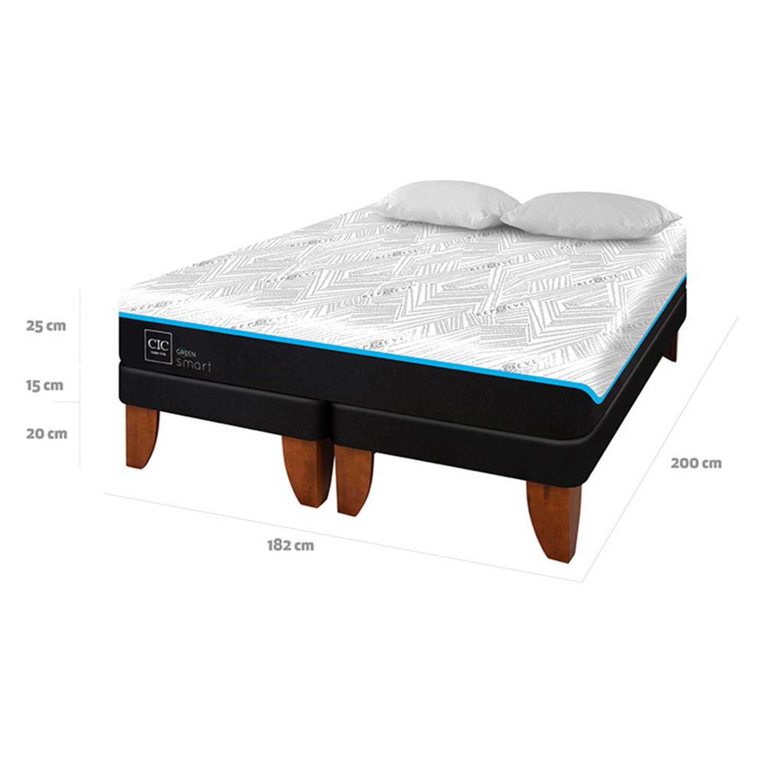 Cama Europea Cic Green Infinity / King / Base Dividida + Almohada image number 6.0