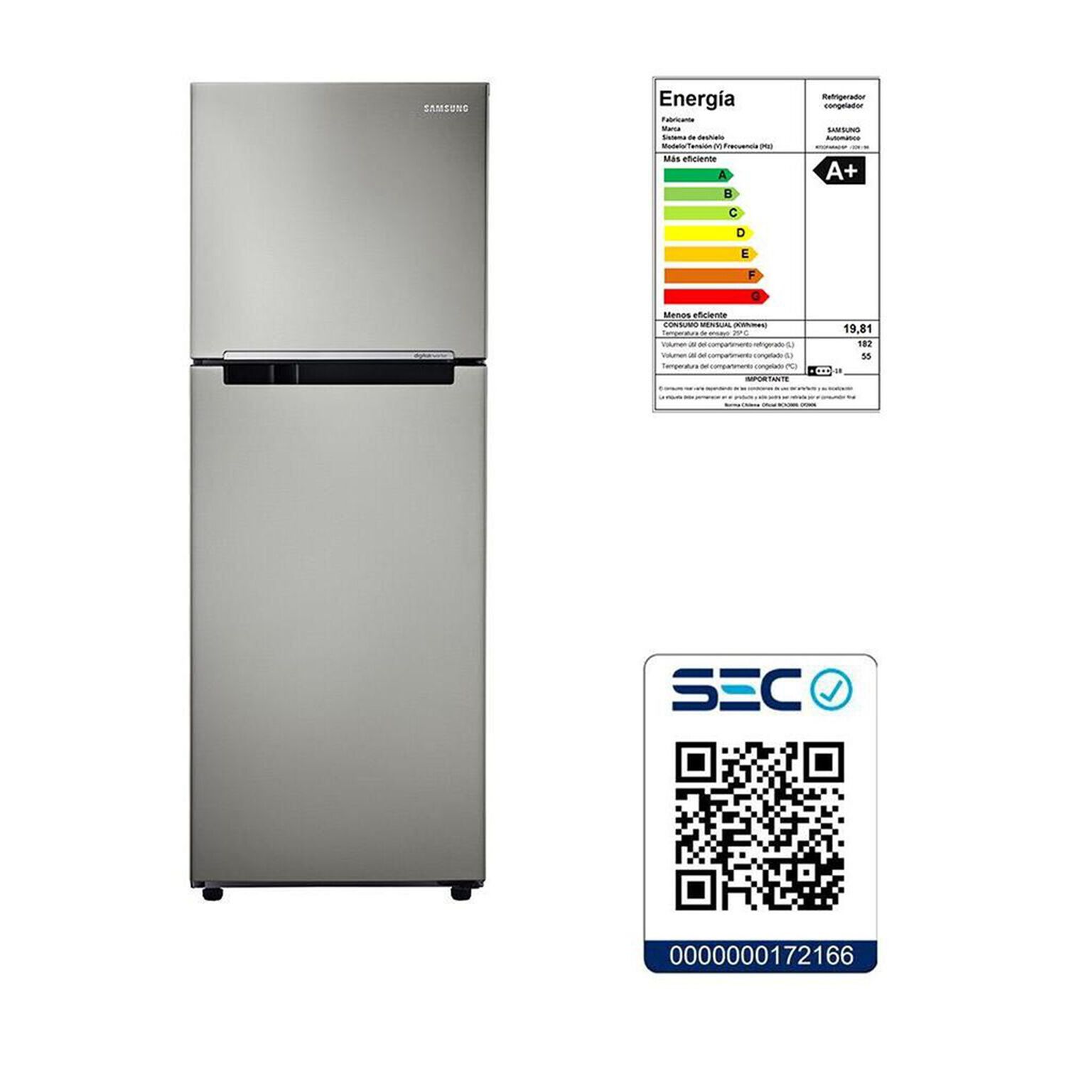 Refrigerador Samsung No Frost 234 Lt Top Mount Rt22farads8zs image number 4.0