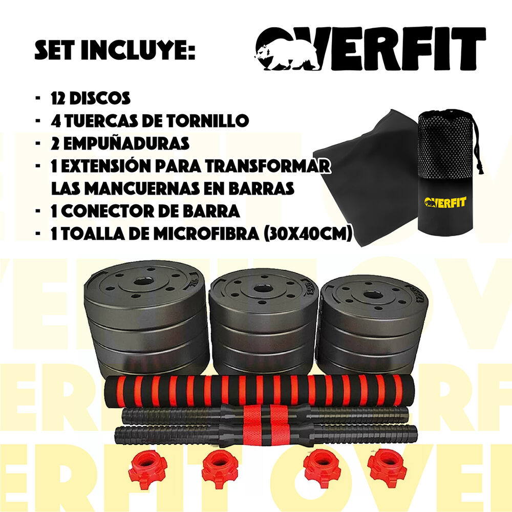 Set Mancuernas Y Barra Unibles 20kg Fitness Pesas Ajustables image number 2.0